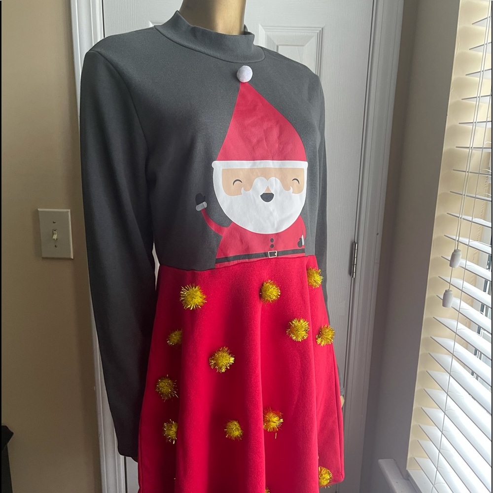 Mighty Fine Festive Santa Long Sleeve Dress